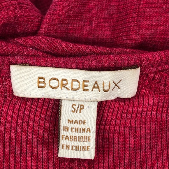 Bordeaux Red Hi Low V-Neck Long Sleeve Top S - Picture 3 of 8